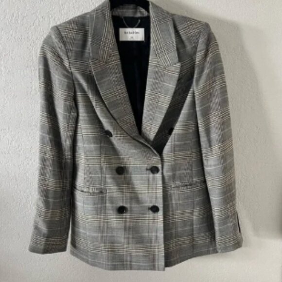 Aritzia Babaton Samuel Checked Double Breasted Blazer Jacket - Picture 1 of 5